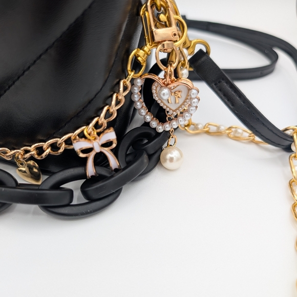 YSL Beauté Vanity Case w/ Styled Charm Chains| Black Crossbody| BNIB - Picture 3 of 15